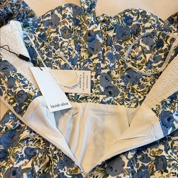 Lavish Alice Floral Print Ballom Sleeves Mini Dress Size 4 NWT - Picture 14 of 15